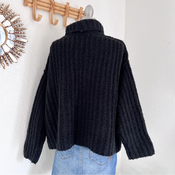 Free People Fluffy Fox Black Oversized Sweater - Picture 3 of 9